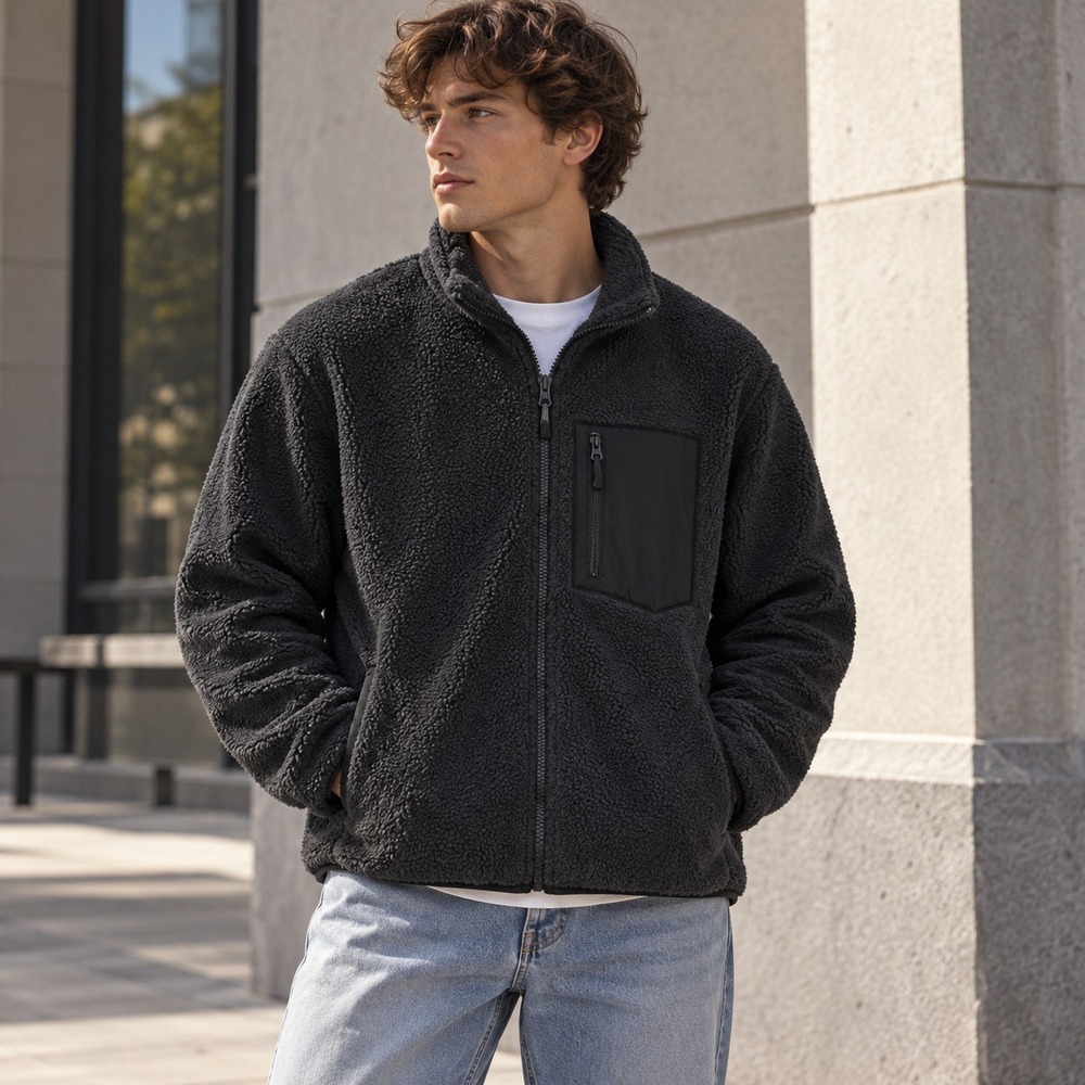 UNIQLO Fleece Jacket Size Large Men's Dark Grey Windproof Full Zip Lined Pockets